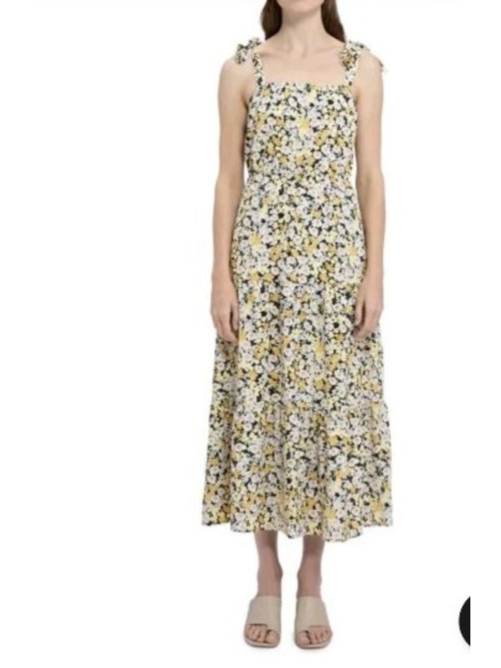 Women's Social Standard By Sanctuary Sm Black Yellow Floral Maxi Prairie Dress